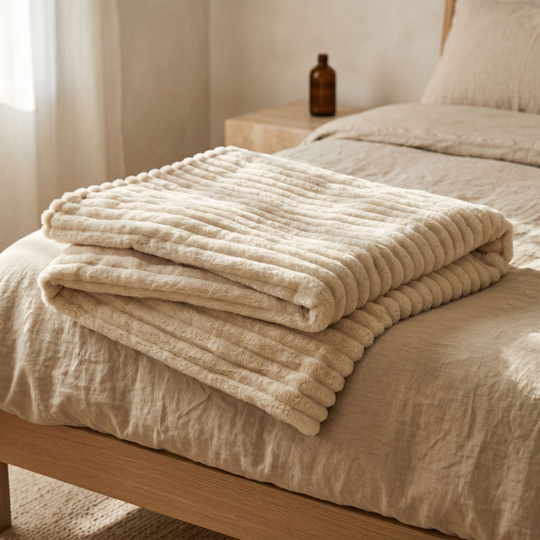 ultra soft ribbed fleece blanket
