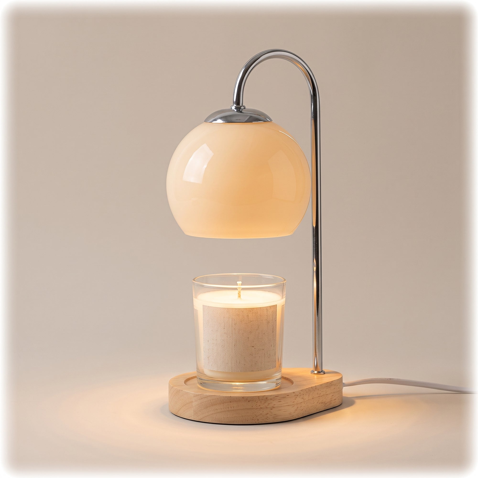 Weald candle warmer in beige, studio hero