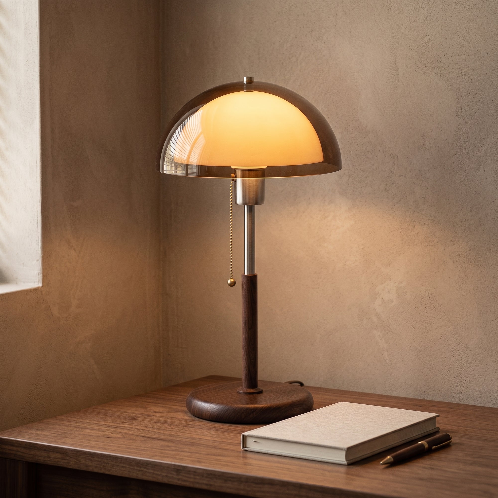 Dale table lamp on a walnut desk
