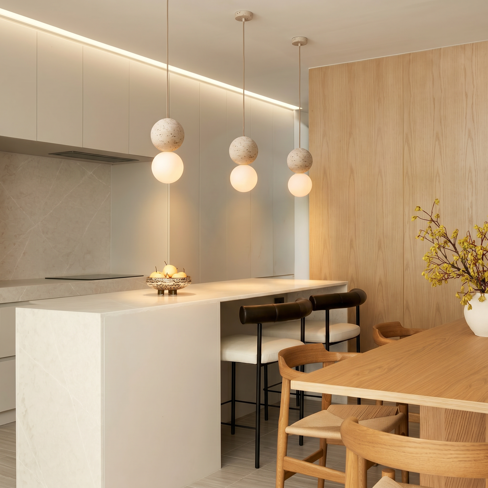 orbit travertine pendant light