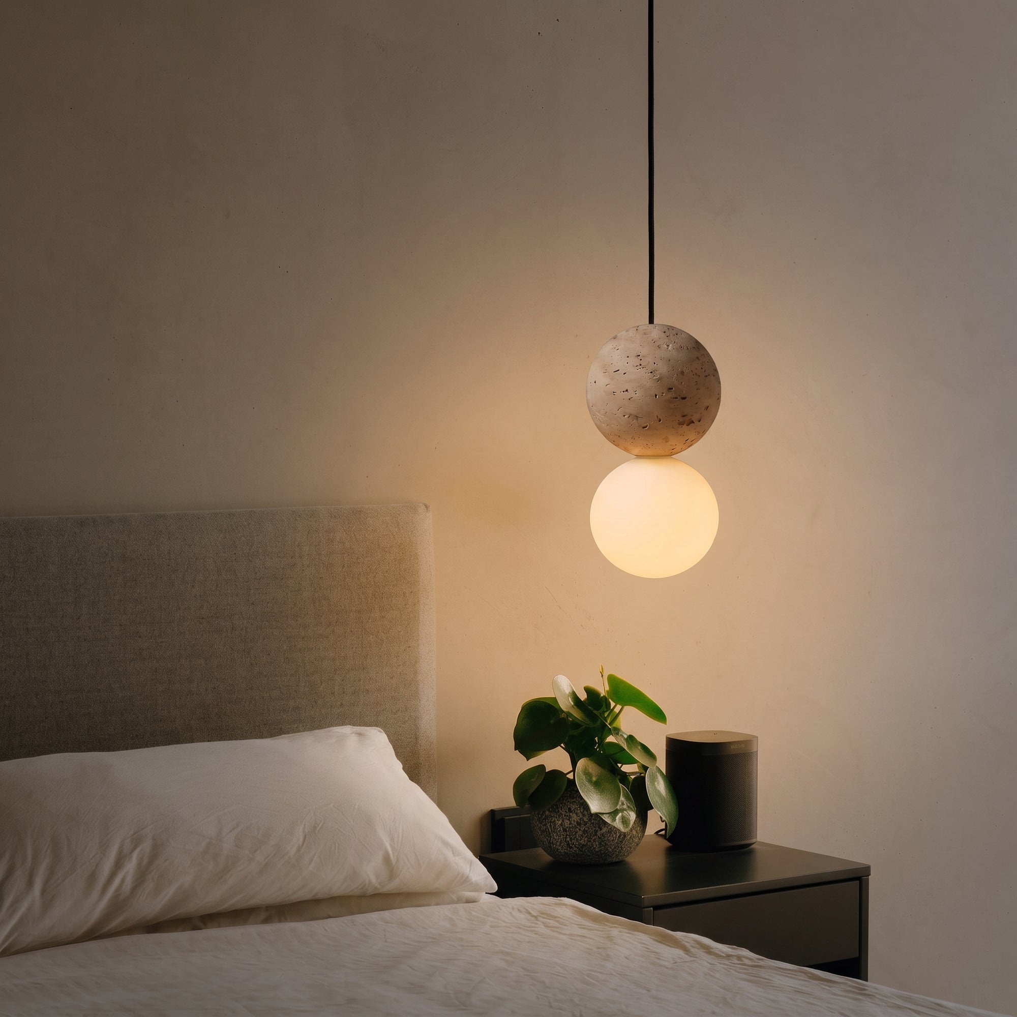 orbit travertine pendant light