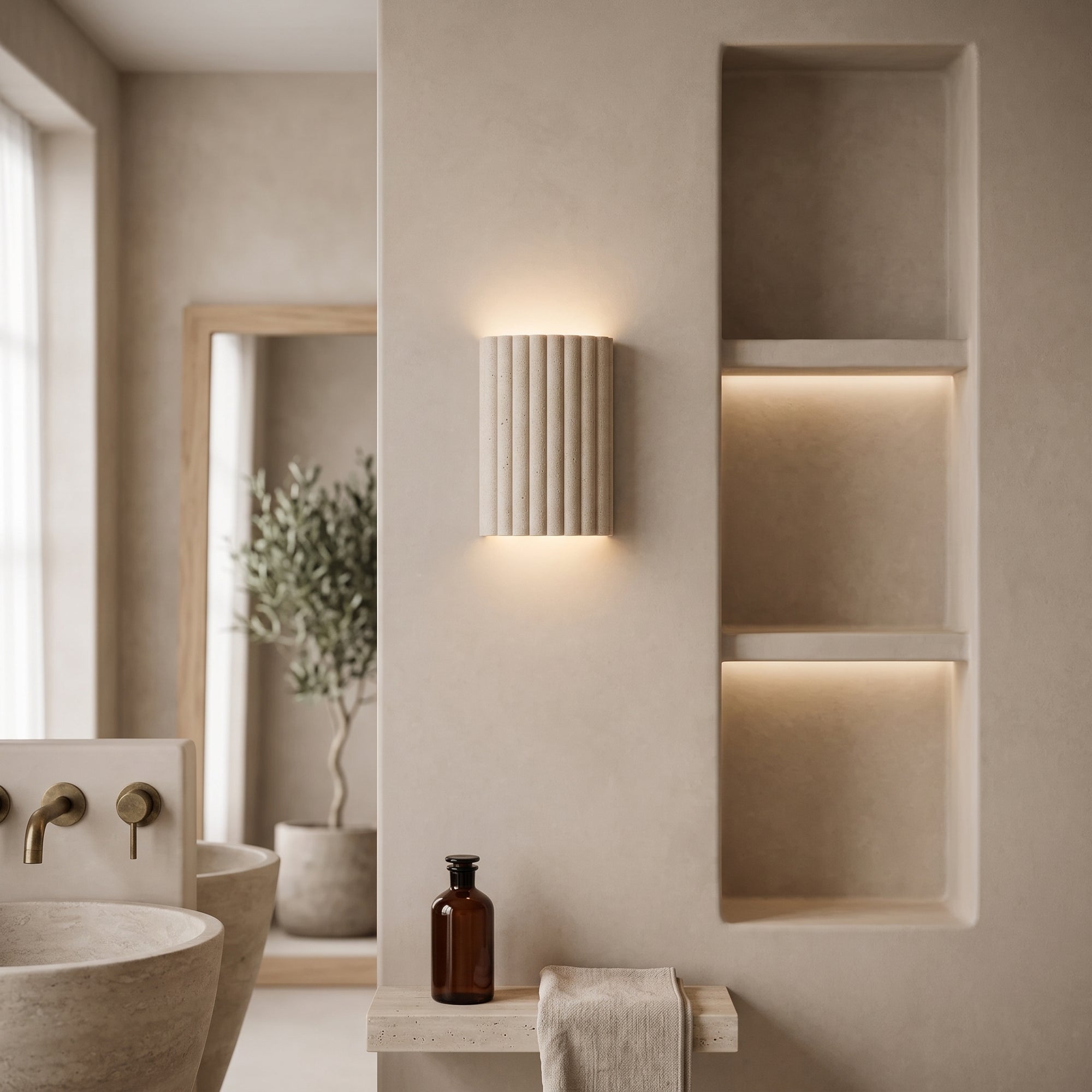 holt travertine wall light