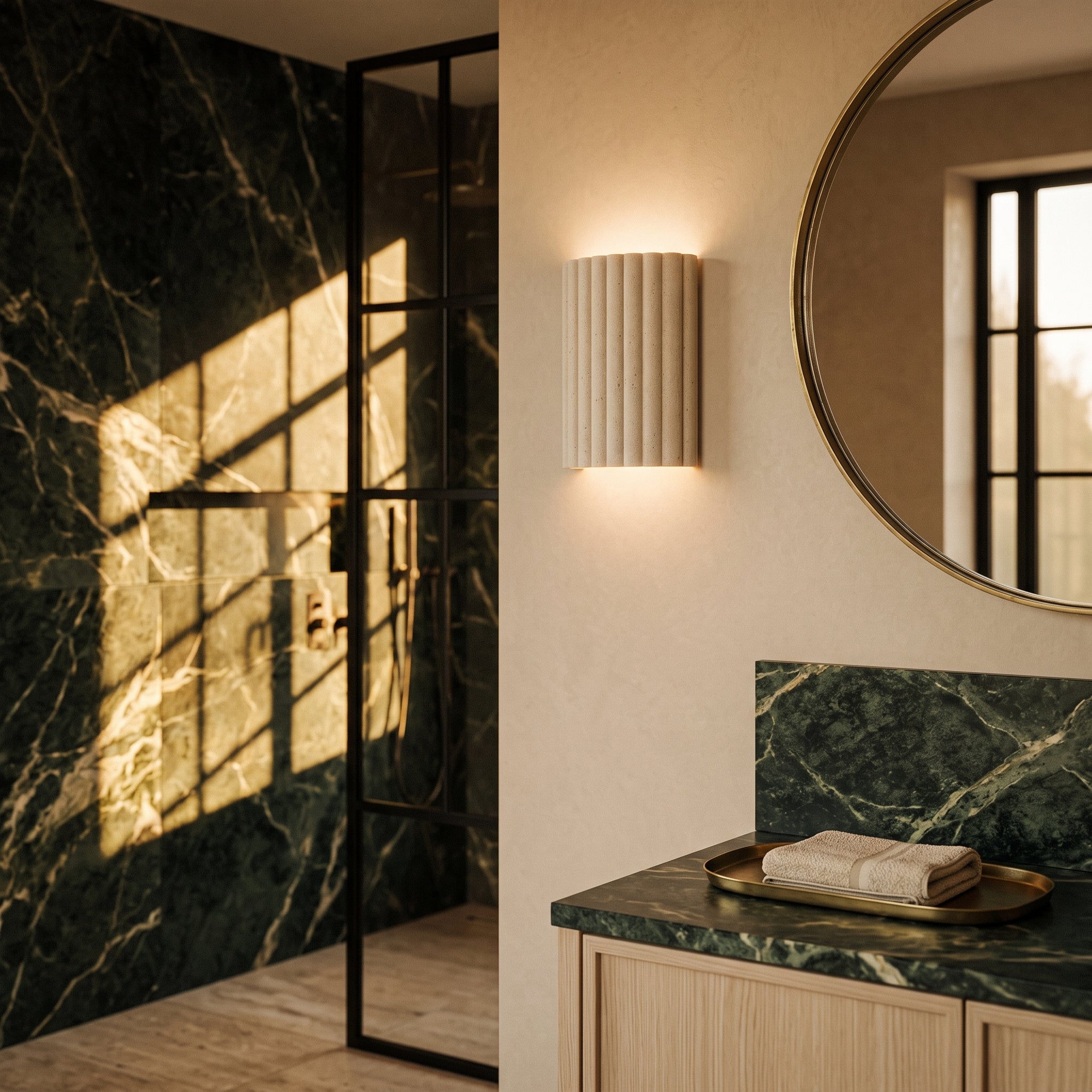 holt travertine wall light