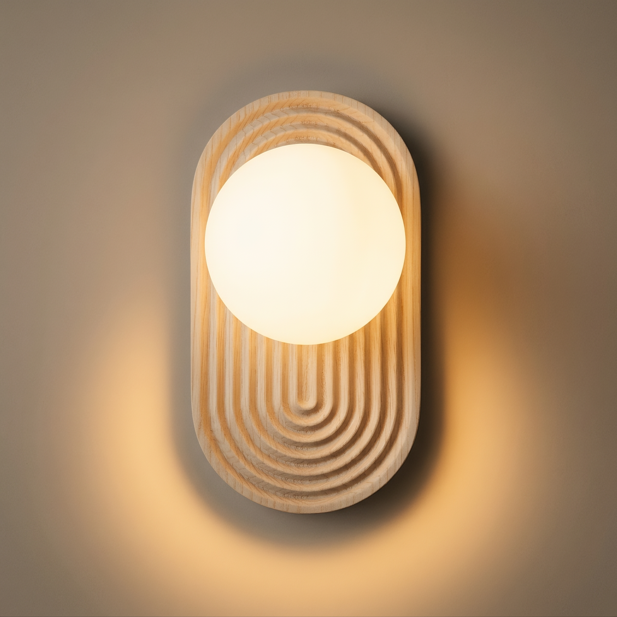 uzu wall light in natural wood